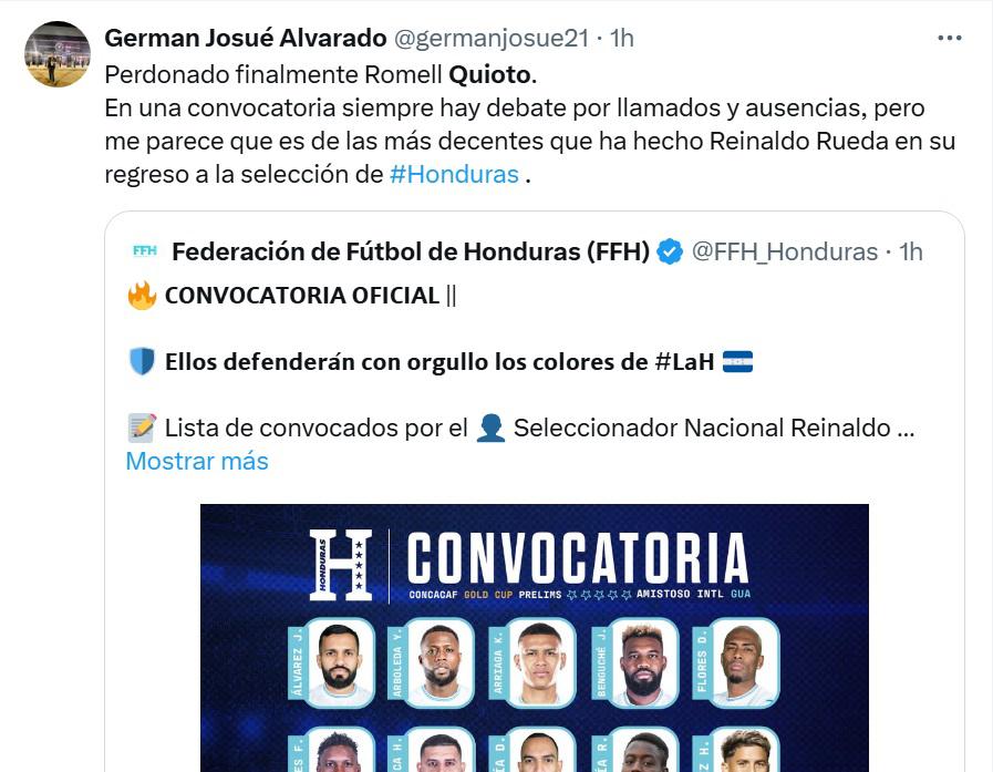 Quioto regresa a la Selección y causa euforia en la prensa de Honduras: “él debe responder en la cancha”