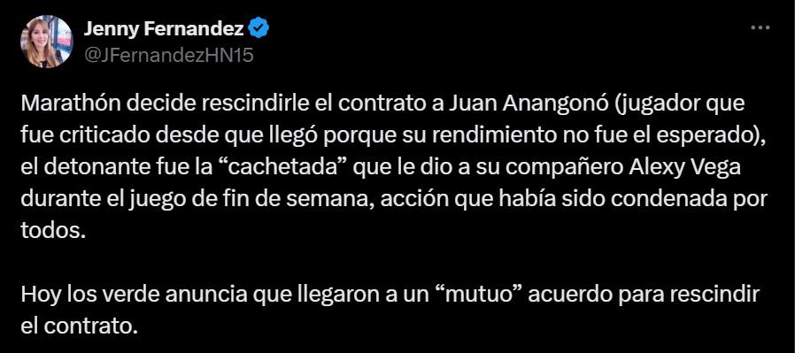 Prensa deportiva se pronuncia tras la salida de Anangonó del Marathón: una determinación muy acertada