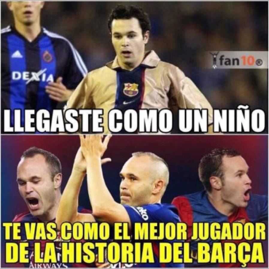 ¡Imperdibles! Andrés Iniesta, protagonista de los memes con su adiós del FC Barcelona