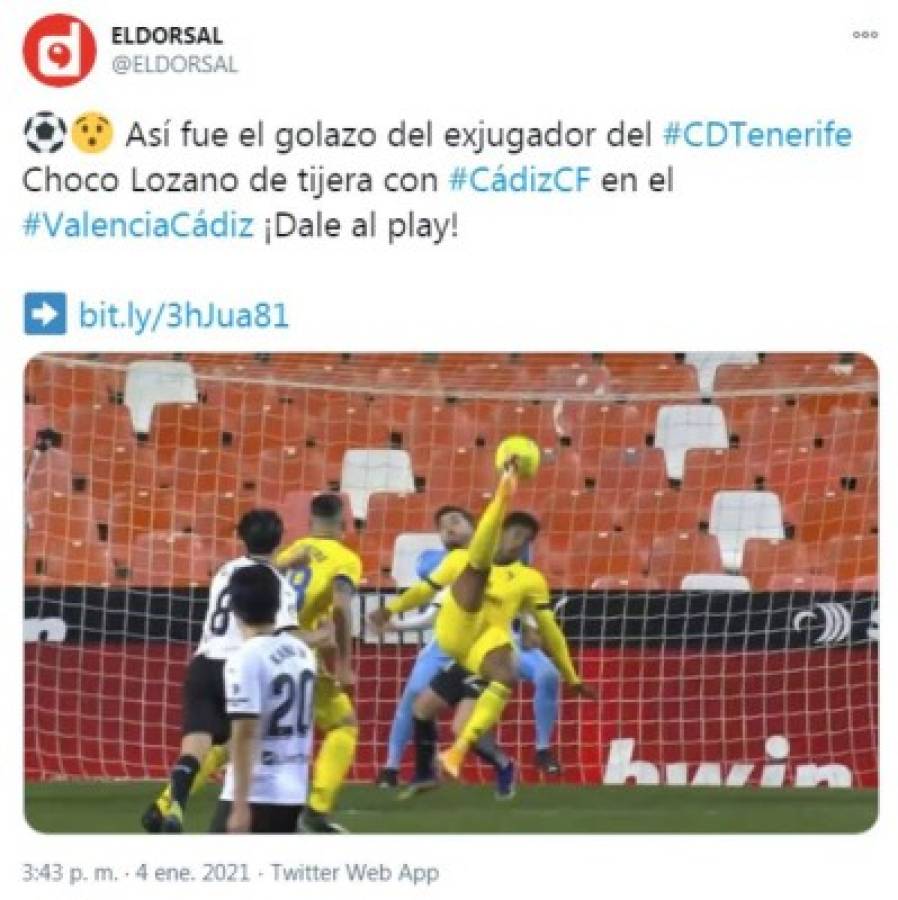 'Brutal chilena del Choco Lozano”: Lo que dice la prensa en España tras el gol del catracho