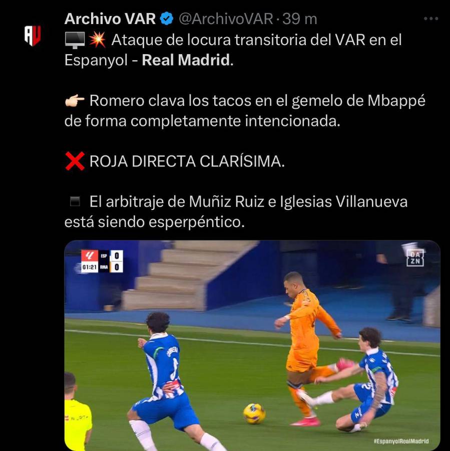 “Terrorífico arbitraje” “ya se acabó el ciclo de Ancelotti”: la prensa reacciona a la roja no sacada en el Espanyol-Real Madrid