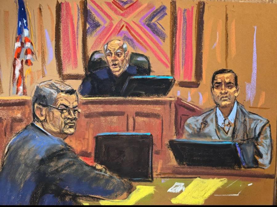 Las primeras imágenes de Juan Orlando Hernández, expresidente de Honduras, declarando en su juicio en Nueva York