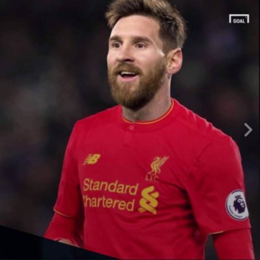 Messi 'posando' con las camisetas de los más grandes del mundo