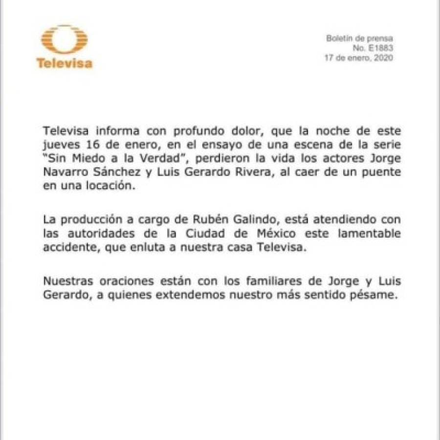 ¿Quiénes eran los actores de Televisa que murieron tras caer de un puente en plena grabación?