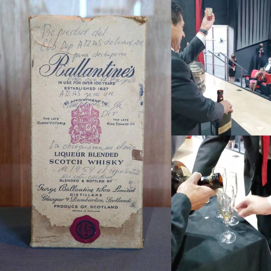 Momento histórico: así abrió el Atlas la botella de whisky después de guardarla por 67 años tras ser campeón