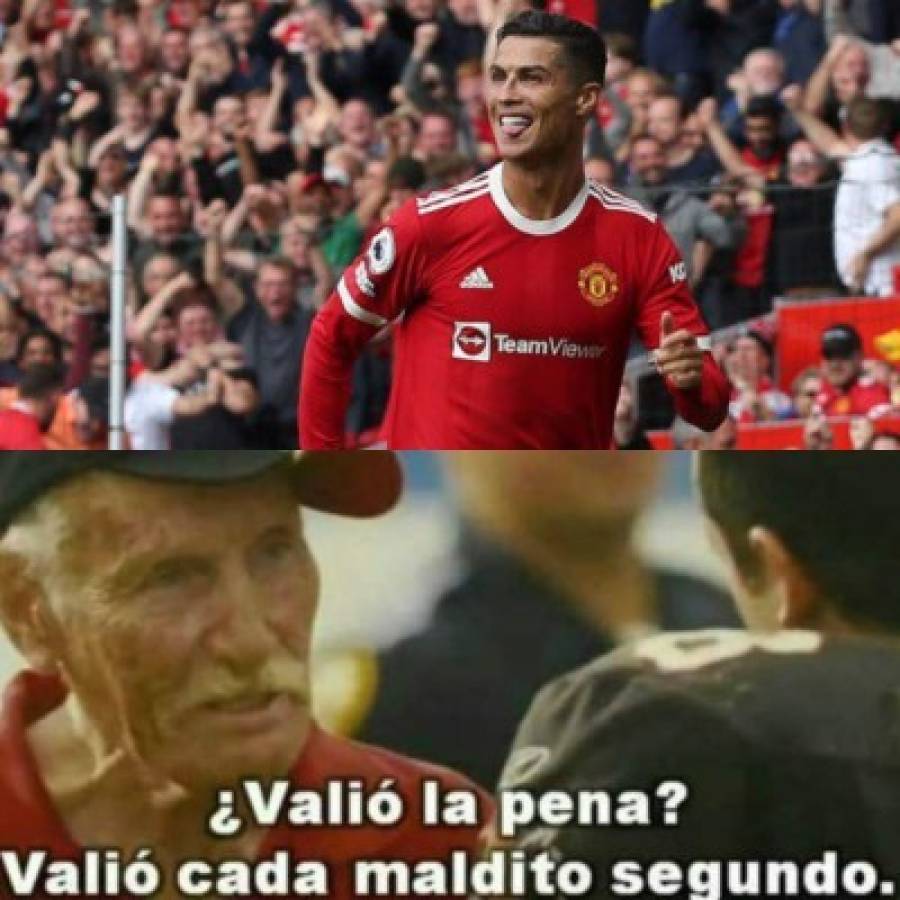 Cristiano Ronaldo hizo doblete con el United y estos son los mejores memes de su debut; Messi protagonista