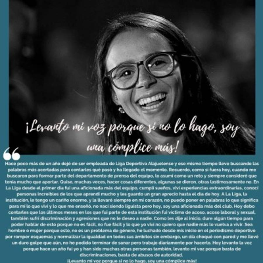 Periodista costarricense denuncia acoso laboral y sexual durante trabajó en Alajuelense