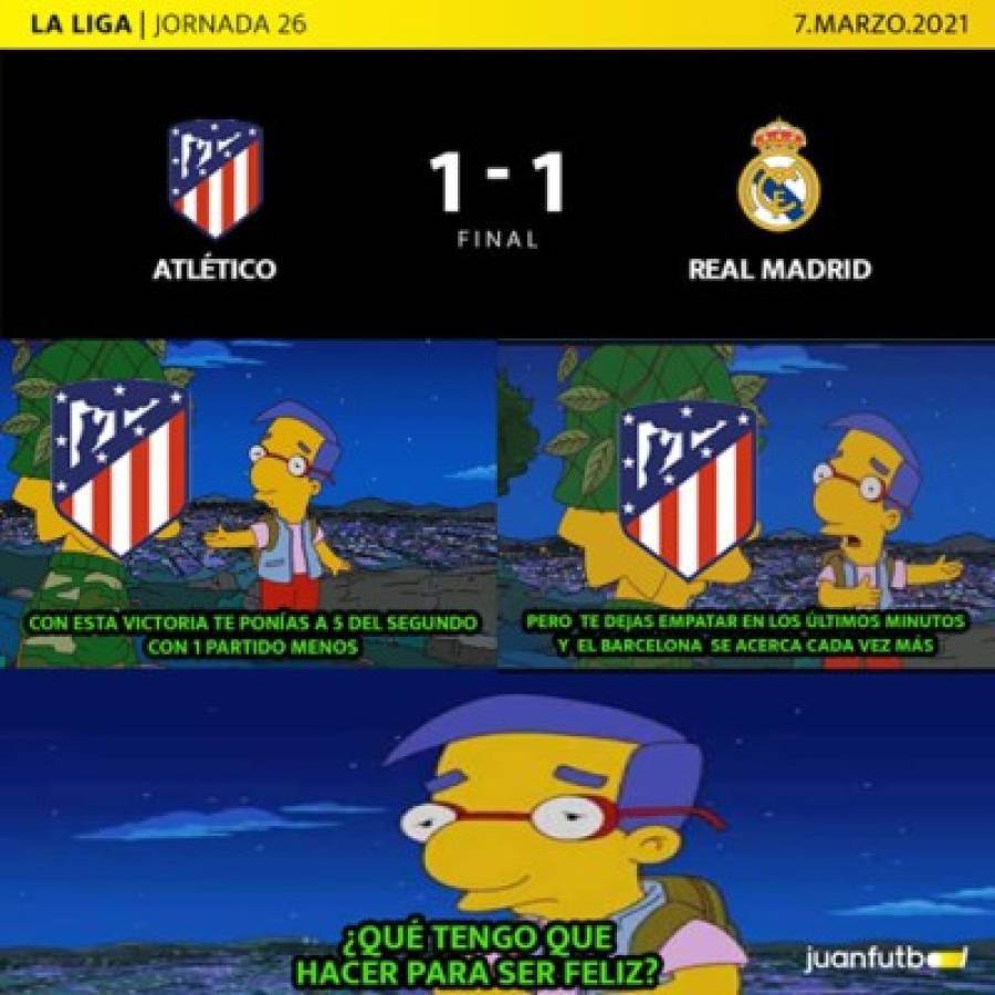 La gallinita de Suárez: Atlético se deja empatar ante Real Madrid y las redes explotan con divertidos memes