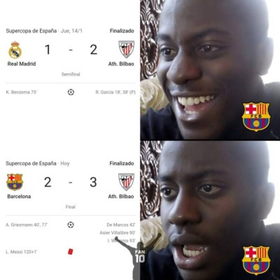 Los memes hacen pedazos al Barcelona tras perder la final de la Supercopa de España