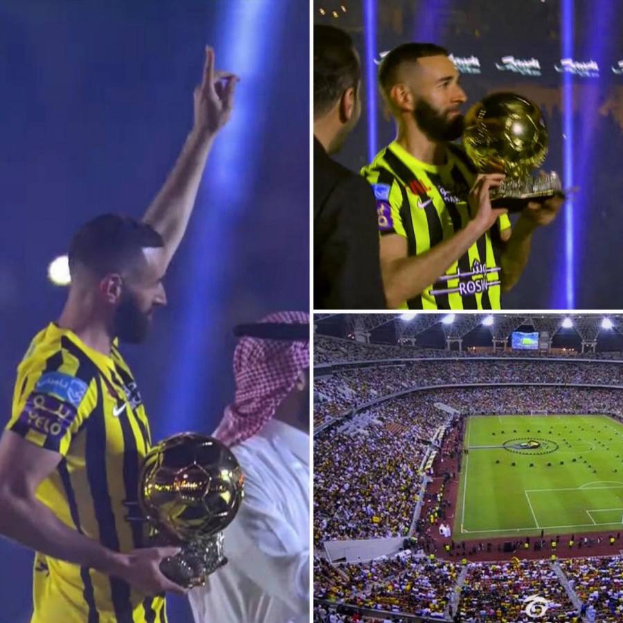 ¡Tremenda locura en Arabia! Benzema es presentado por el Al Ittihad ante más de 60 mil aficionados y exhibe el Balón de Oro