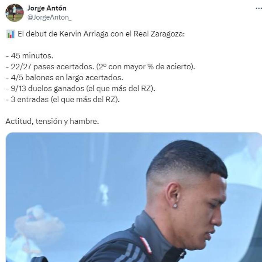 Lo que dice la afición de España sobre el debut de Kervin Arriaga con el Zaragoza; se rinden ante el hondureño: “es top”