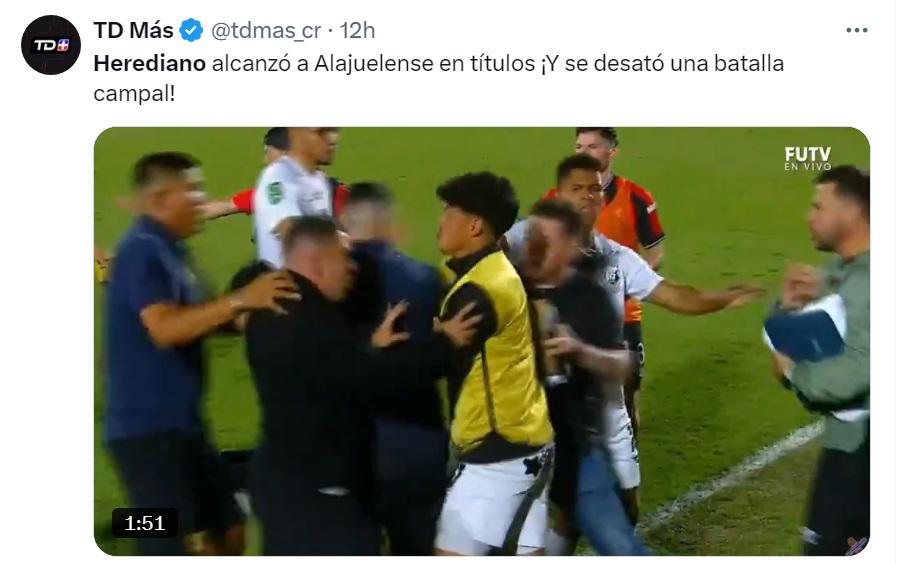 “Vergüenza, malos perdedores”, la escandalosa pelea en la final entre Alajuelense y Herediano en Costa Rica le dio la vuelta al mundo