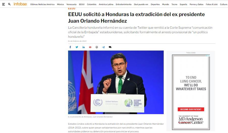 Así lo cuenta el mundo: Medios internacionales informaron la solicitud de extradición de Juan Orlando Hernández