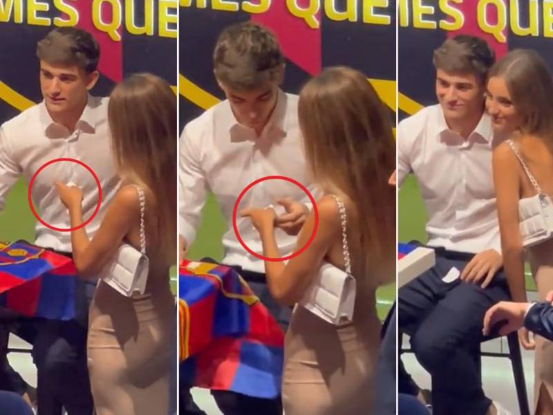 Una aficionada le entregó un papelito a Gavi y el video se hizo viral en las redes sociales.