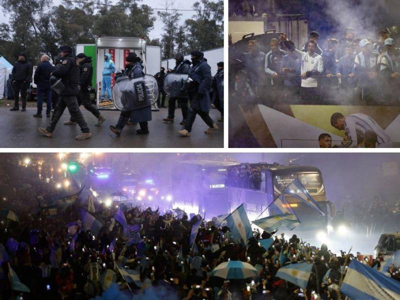 El dolor de perder el Mundial se vio reflejado en los futbolistas argentinos, pero contaron con el respaldo de su afición al retorno a Buenos Aires. FOTOS: EFE