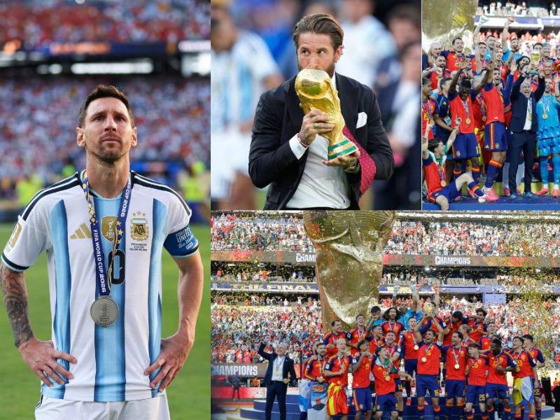 Lionel Messi se quedó con las manos vacías tras no ganar la Copa del Mundo y esta fue su reacción al Balón de Oro que ganó Rodri. Sergio Ramos portó la Copa y el festejo de España.