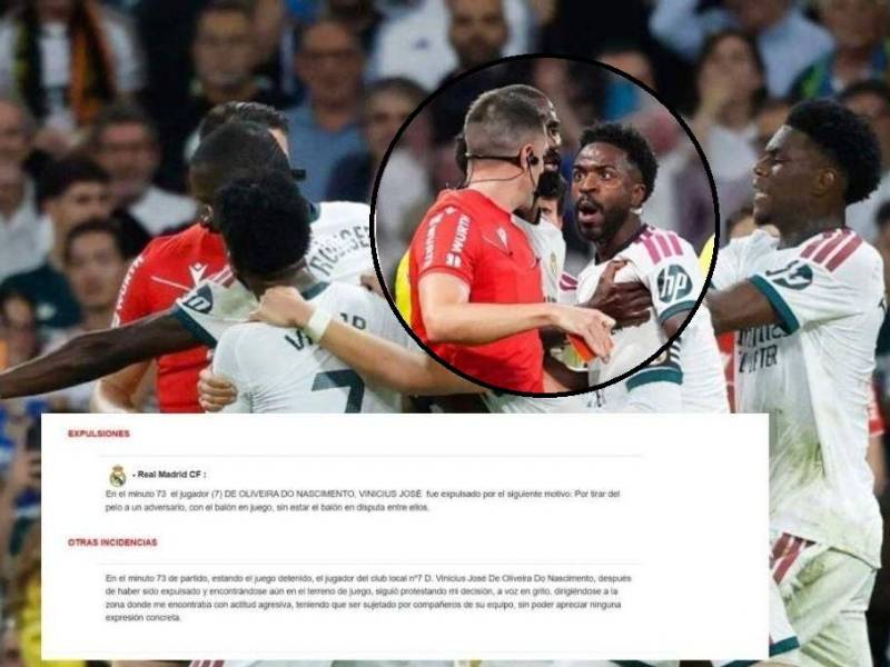 Vinicius puede tener un peor castigo luego de lo que ha sucedido ante Villarreal. El brasileño vio la roja y esto puso en el acta el árbitro.