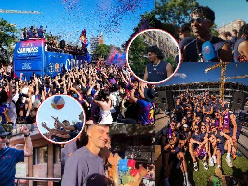 Fotos del festejo del Barcelona: la burla al Real Madrid, los cánticos al Espanyol, el look de Araujo y el jugador que le regaló flores a Rashford. ¿Qué estaba tomando Flick? ¿Fumó Szczesny?