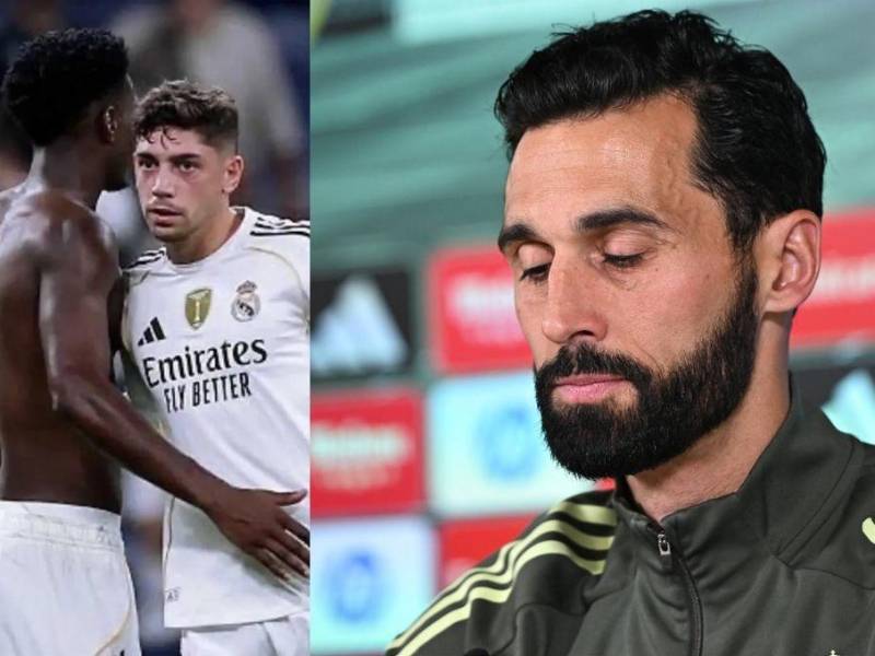 El entrenador del Real Madrid, Álvaro Arbeloa, durante la conferencia del Real Madrid en la previa del clásico.