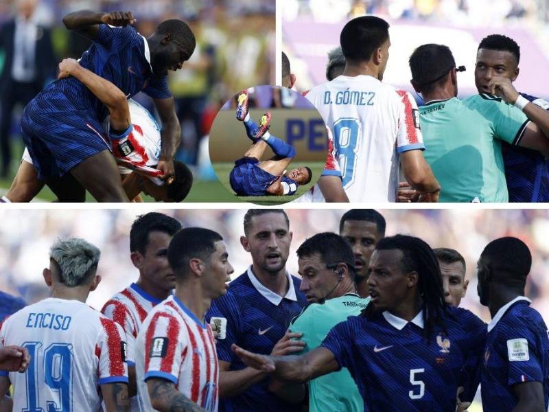 El partido Francia vs Paraguay se tornó con los ánimos muy caldeados, la férrea marca de los guaraní sacó de control a los europeos. FOTO: EFE