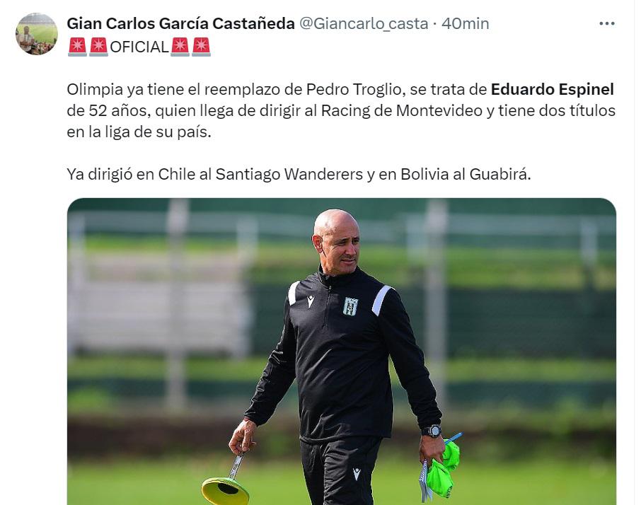 “Tiembla Motagua, Troglio le dejó la vara alta y no es perfil bomba”: prensa hondureña e internacional sobre el nombramiento de Eduardo Espinel como DT de Olimpia
