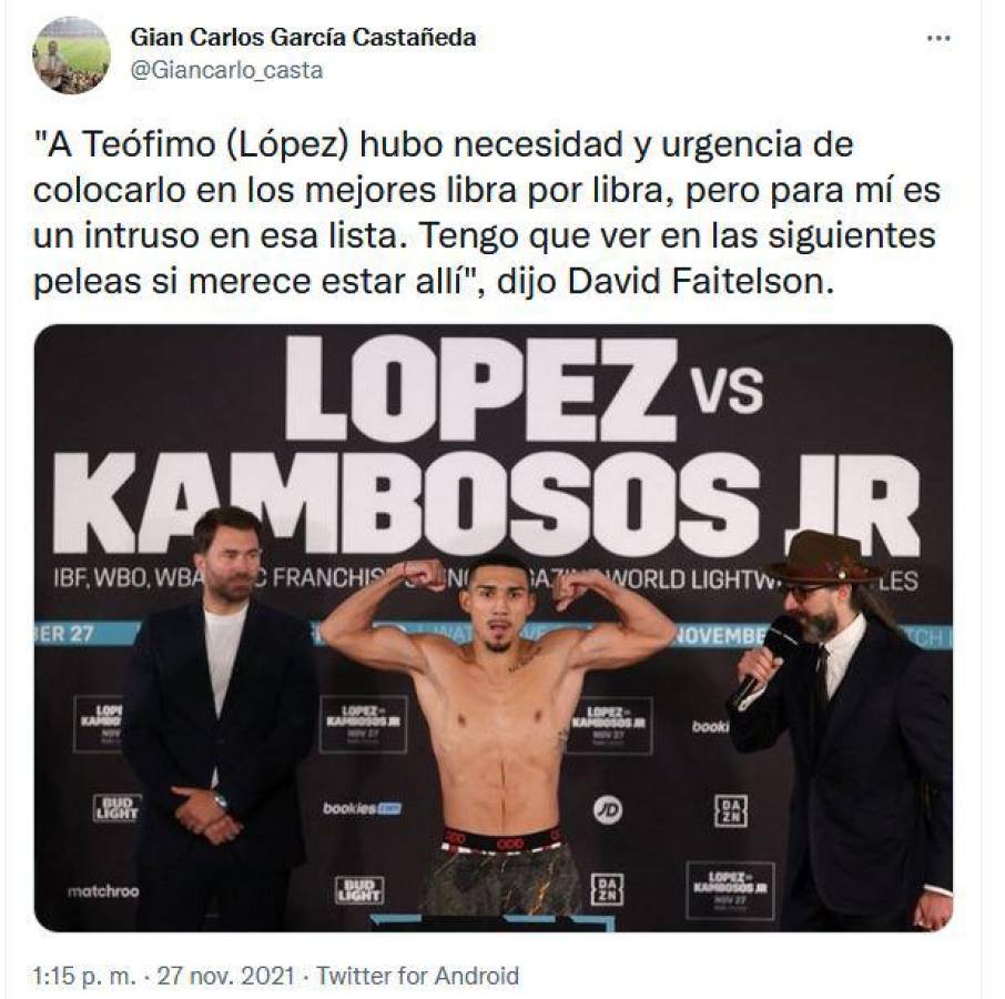 Teófimo López vs Georgie Kambosos, el mensaje de David Faitelson y todo lo que se dice en redes sobre la pelea
