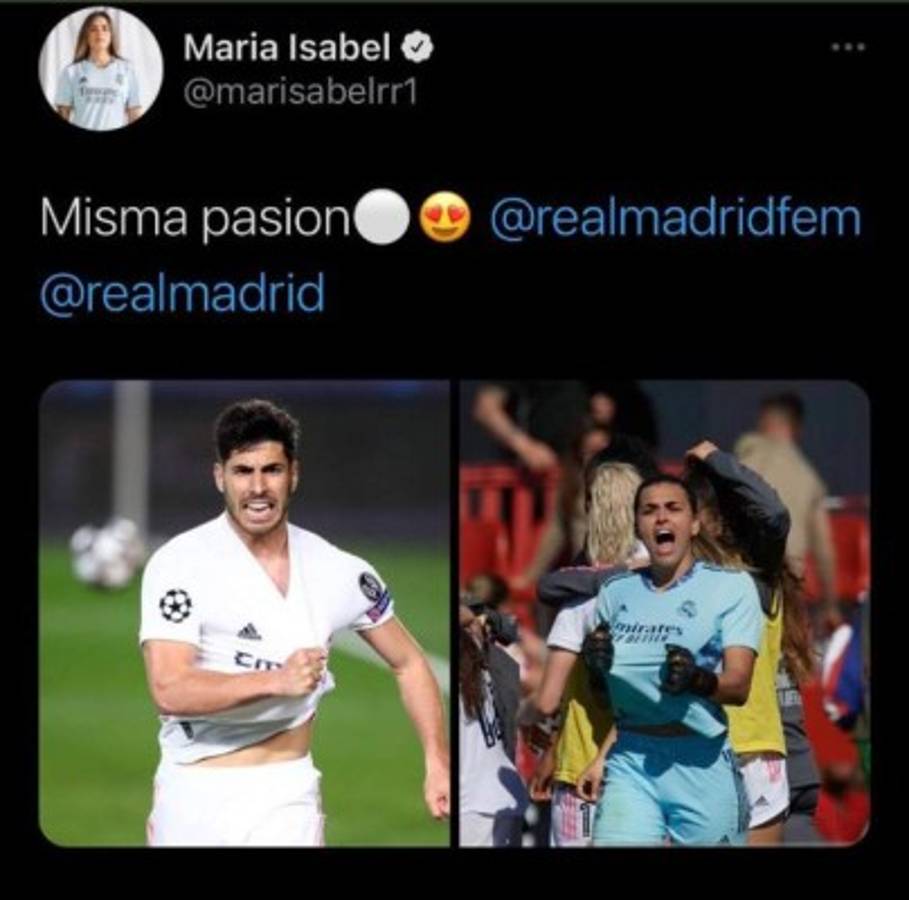 Portera del Real Madrid recibe insultos machistas en Twitter y Asensio sale en su defensa