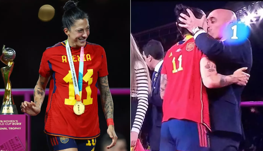 Jenni Hermoso recibió un beso de Rubiales tras ganar el Mundial femenino.