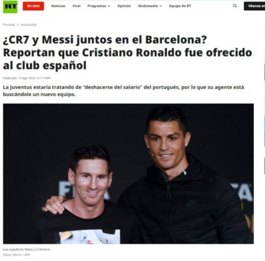 Cristiano Ronaldo y Messi juntos, un sueño de toda la vida: La prensa mundial sobre el bombazo de CR7 al Barcelona