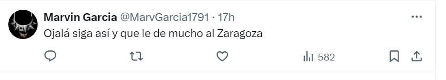 “Vaya crack, hágase la opción de compra”, afición de Zaragoza destacó a Kervin Arriaga al ser nombrado MVP del juego contra Málaga