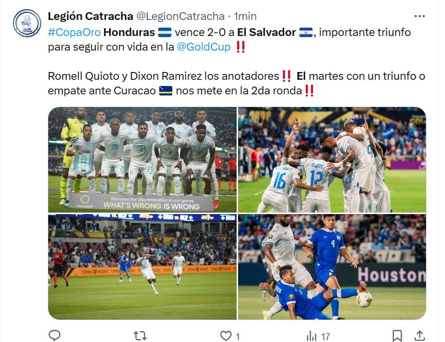 Honduras enmienda el desastre y El Salvador, al borde de la eliminación, las redes explotan con el triunfo catracho en Copa Oro