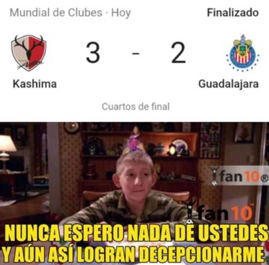 Hacen pedazos a Chivas con memes tras ser eliminado del Mundial de Clubes por el Kashima