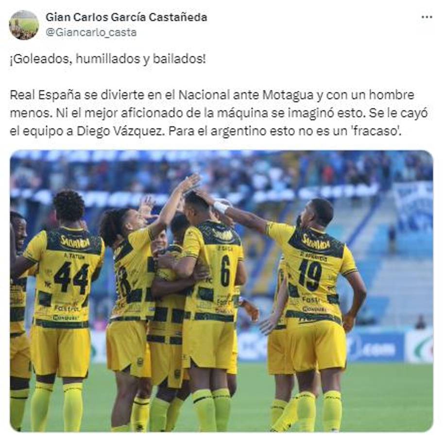 La prensa se rinde ante Real España tras humillar a Motagua y lo que dicen sobre Diego Vázquez: “Que continúe el circo”