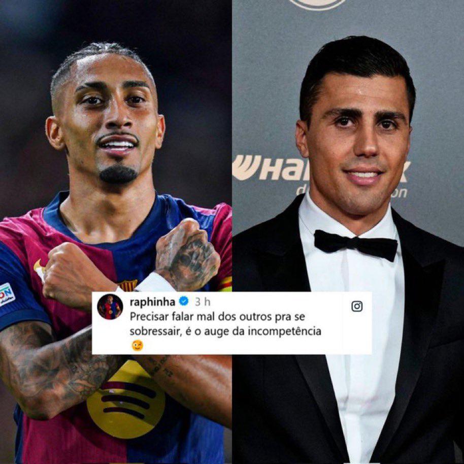 Raphinha apuntó contra Rodri por su crítica hacia Vinicius.