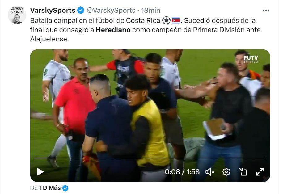 “Vergüenza, malos perdedores”, la escandalosa pelea en la final entre Alajuelense y Herediano en Costa Rica le dio la vuelta al mundo