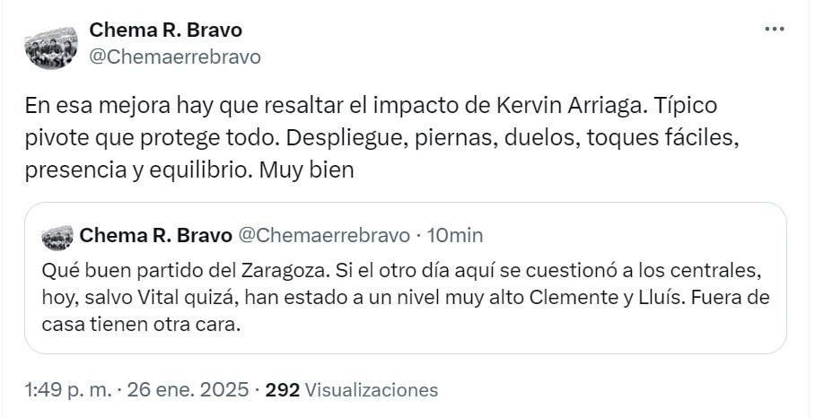 “Estoy enamorado del fichaje de Kervin Arriaga”: aficionados del Zaragoza y periodistas llenan de elogios al hondureño tras victoria contra Málaga