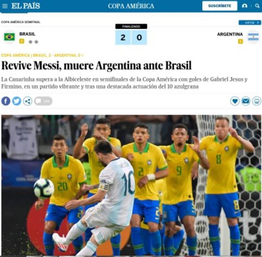 La prensa argentina culpa al árbitro de la derrota contra Brasil: 'SinVARgüenzas'  