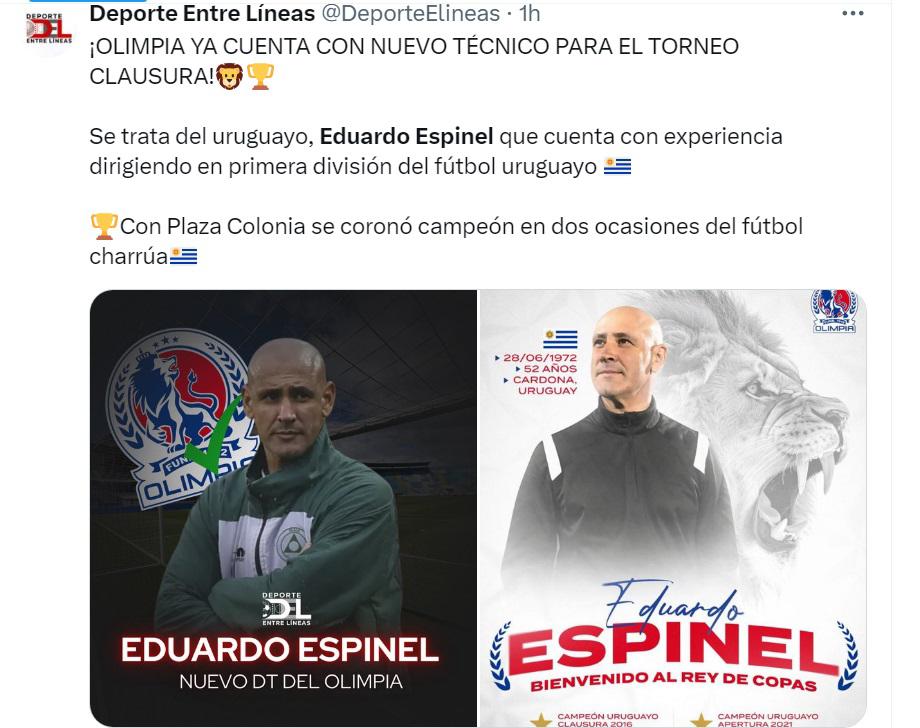 “Tiembla Motagua, Troglio le dejó la vara alta y no es perfil bomba”: prensa hondureña e internacional sobre el nombramiento de Eduardo Espinel como DT de Olimpia