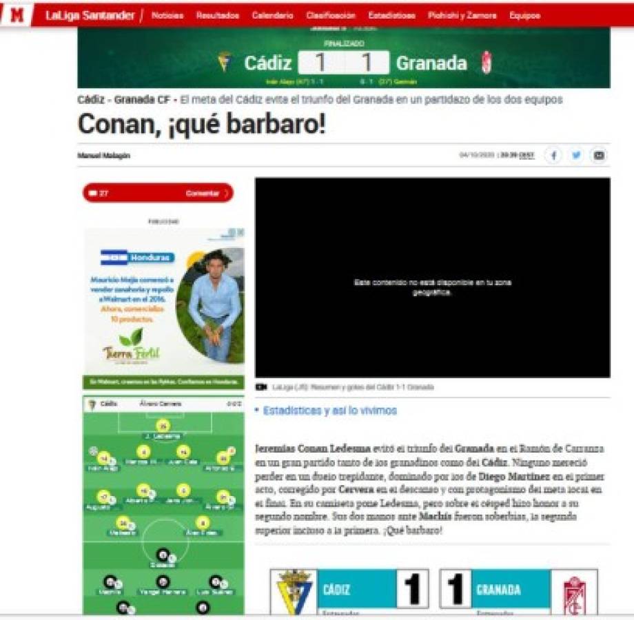 'Dolor de cabeza constante': Lo que dice la prensa del Choco y Cádiz tras el empate con Granada