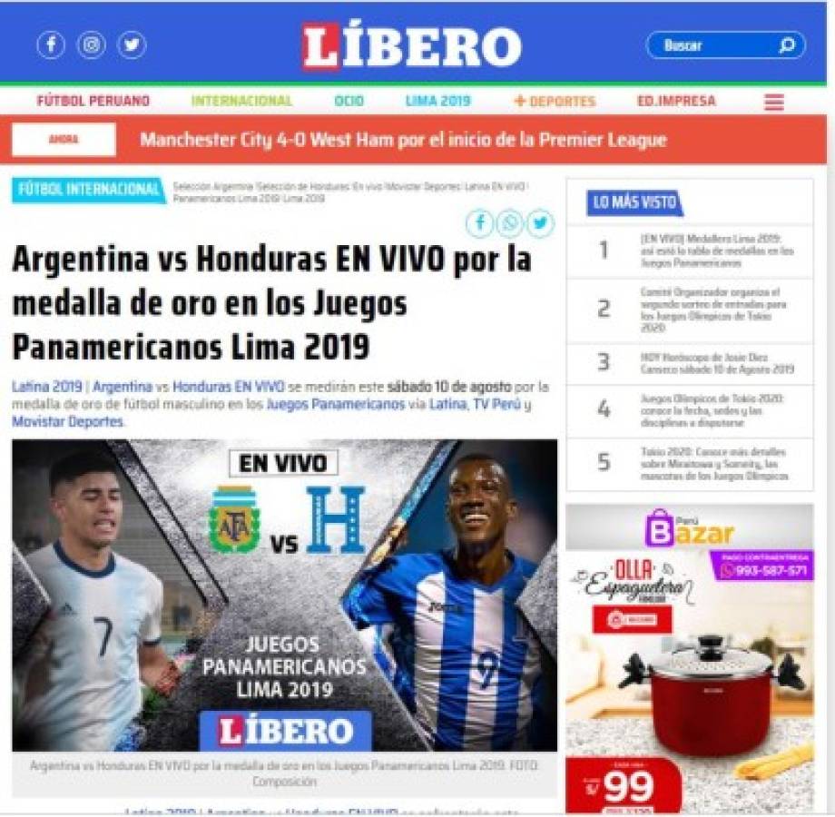 Lo que dicen los medios internacionales sobre la final entre Honduras y Argentina