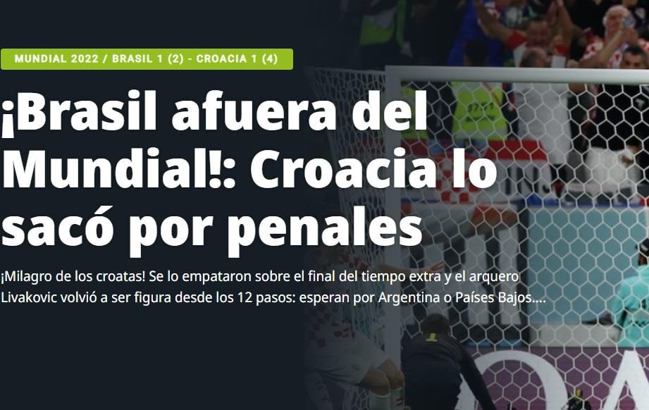 “Llora Brasil”, “Sorpresa Mundial”, “Croacia acaba con el baile”: Prensa internacional reacciona a la eliminación de la Canarinha