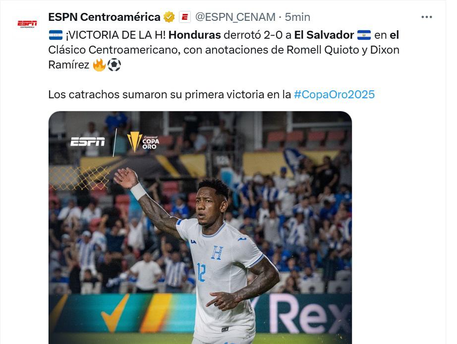 Honduras enmienda el desastre y El Salvador, al borde de la eliminación, las redes explotan con el triunfo catracho en Copa Oro