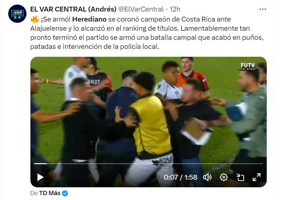 “Vergüenza, malos perdedores”, la escandalosa pelea en la final entre Alajuelense y Herediano en Costa Rica le dio la vuelta al mundo