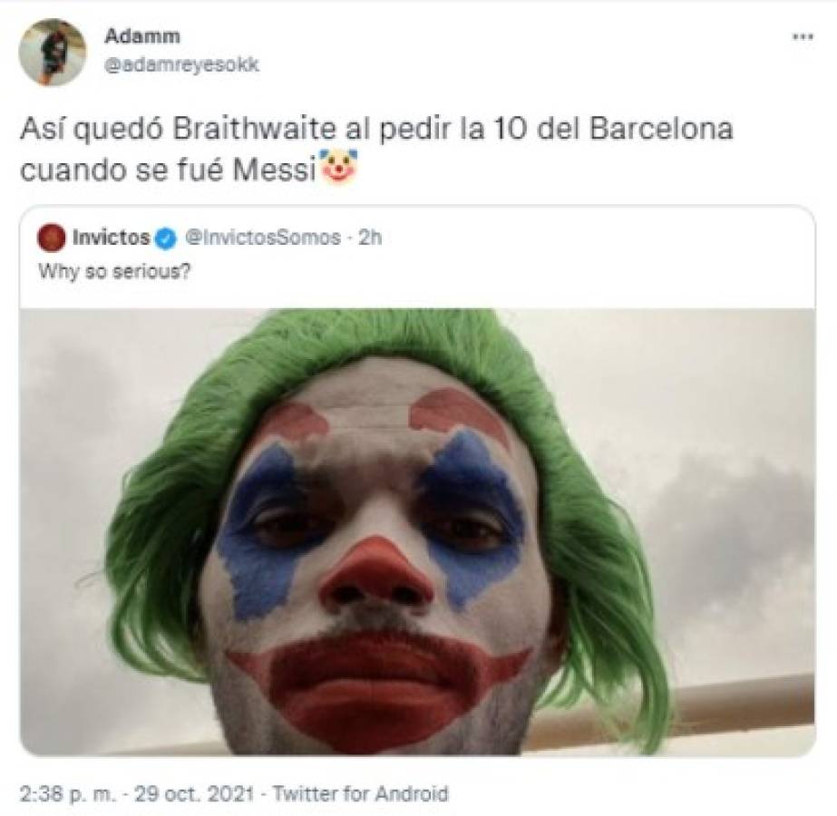 Figura del Barcelona se disfrazó del 'Joker' mientras el club atraviesa una crisis y los memes lo destrozaron