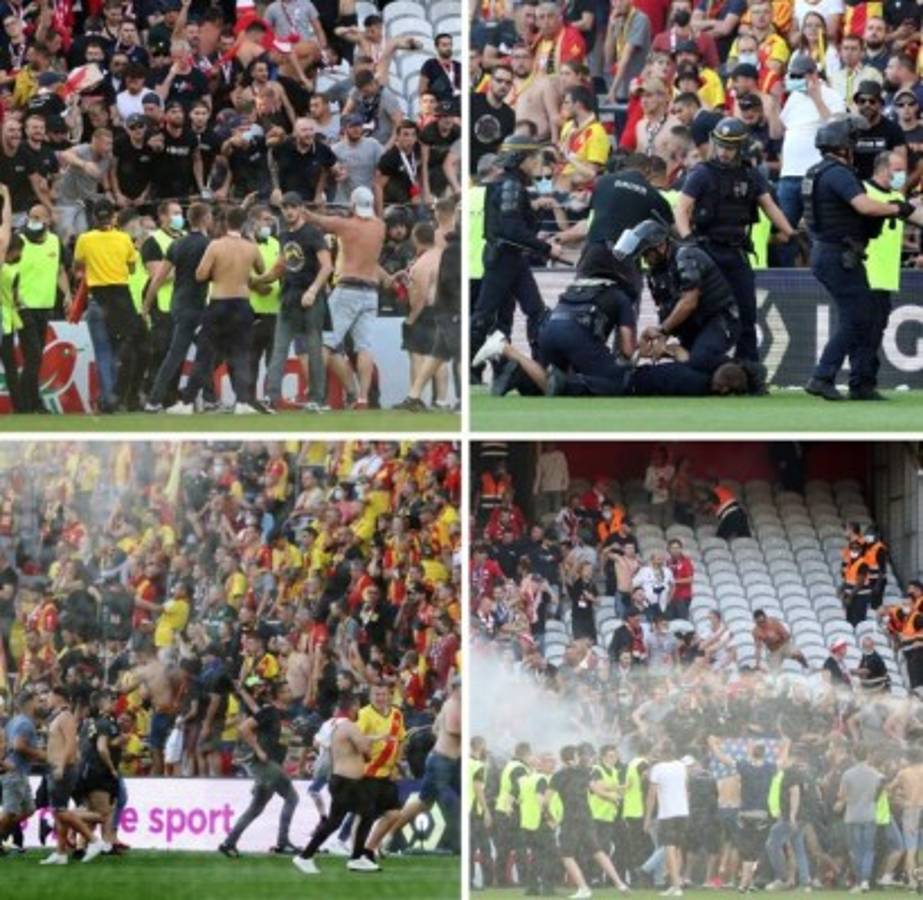 A los golpes en Francia: Invasión de aficionados, pelea, heridos y detenidos en el Lens-Lille