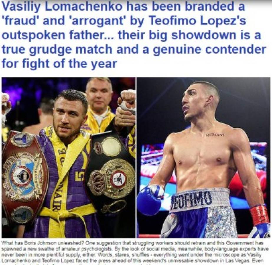 Tildan de 'indio' a Teófimo: Lo que dicen los medios internacionales sobre la pelea Lomachenko-López