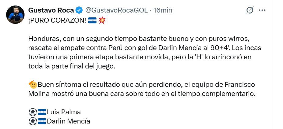Se ríen de nosotros y Me gustó la presentación de Francisco Molina: Opiniones en redes tras empate de Honduras y Perú