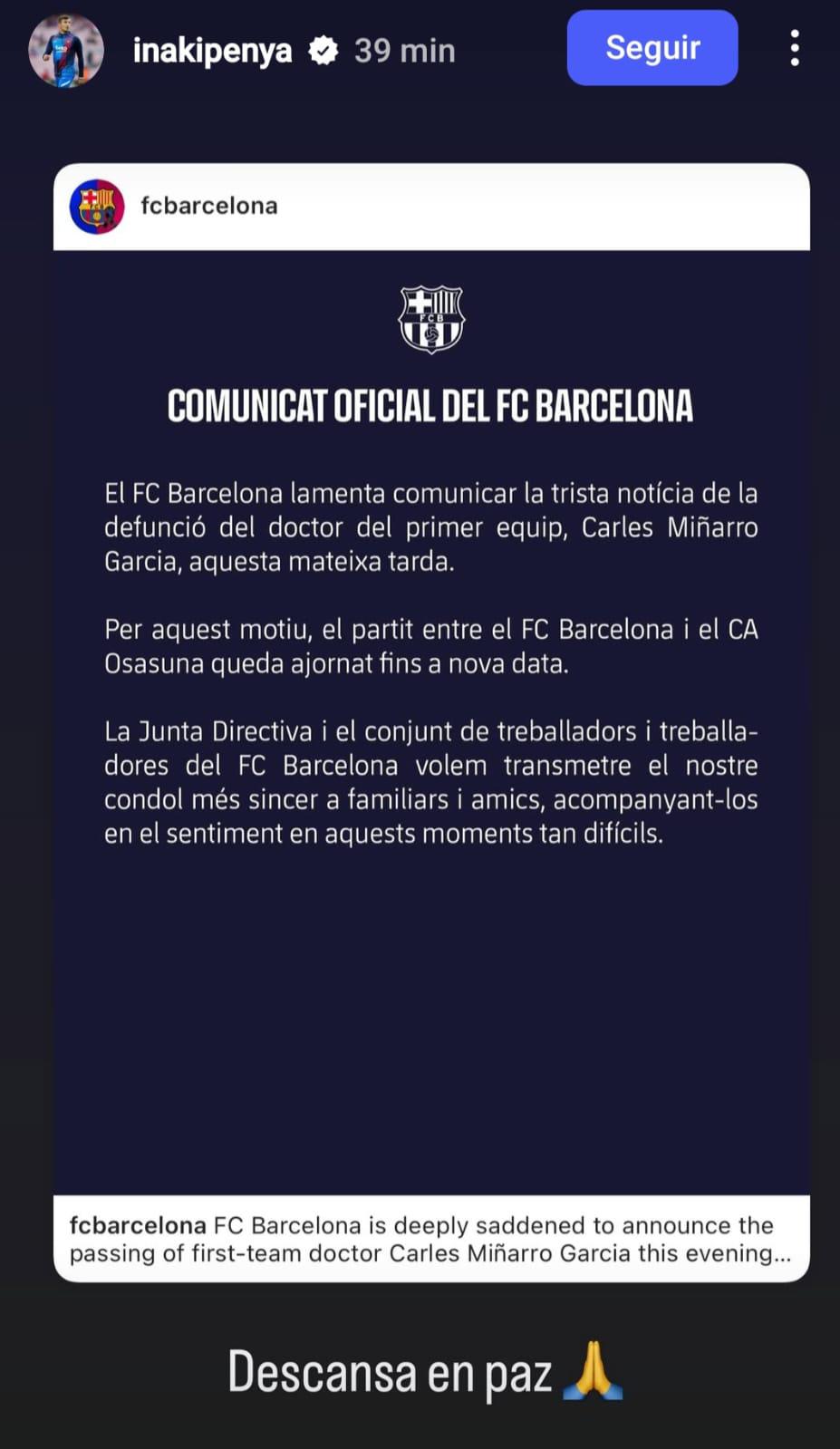 Jugadores del Barcelona, destrozados por la muerte del doctor Carles Miñarro: “aún no me lo creo”