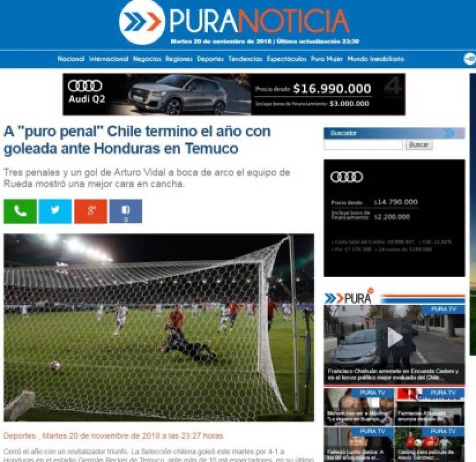 Lo que dicen los medios chilenos por los penales ante Honduras en Temuco