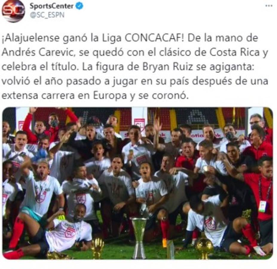 Prensa internacional sobre Alajuelense y López luego de ganar la Liga Concacaf: 'Ruge el León de Centroamérica'
